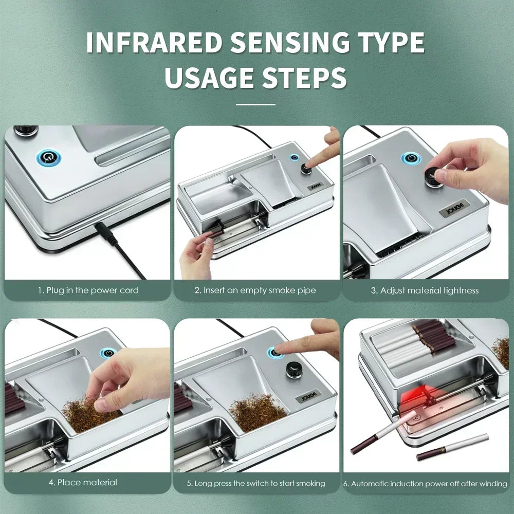 6.5/8mm Infrared Electric Automatic Cigarette Rolling Machine Injector Tobacco Grind Roller Filling Machine Smoking Accessories