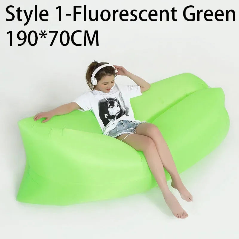 Outdoor Beach Lazy Inflatable Sofa Portable Folding Air Sofa Garden Sleeping Bag Bed Oxford Cloth Camping Furniture 190X70CM
