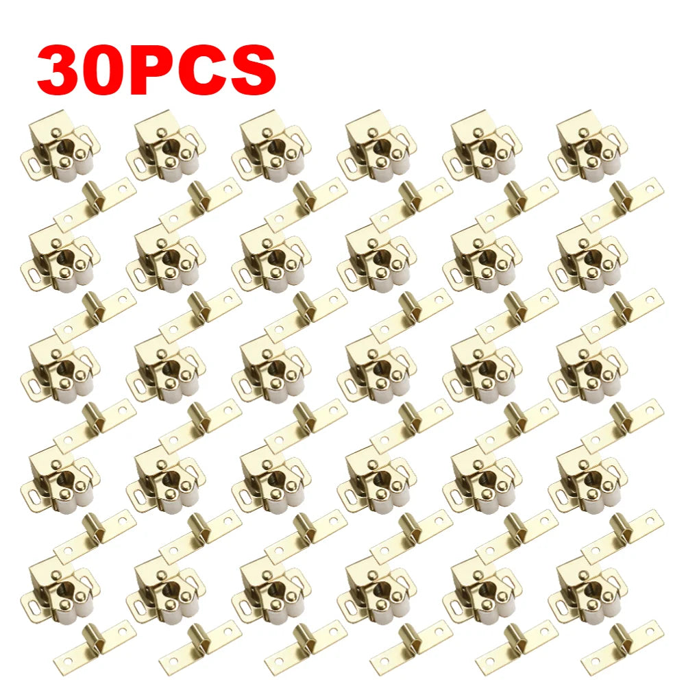 1-30PCS Magnetic Cabinet Door Clips Wardrobe Door Buckle Anti-Corrosion Dual Wheel Spring Fixed Lock Buckle Home Hardware Tools
