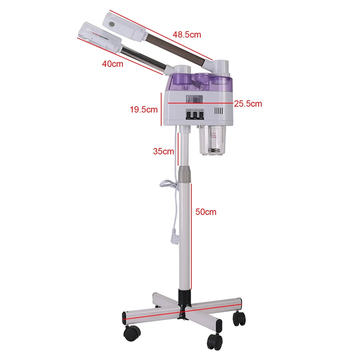 CE 800W Dual Function Facial Steamer Hot/Cold Mist 360° Adjustable Salon Grade Pore Care Anti Aging Humidifier Ozone Steamer