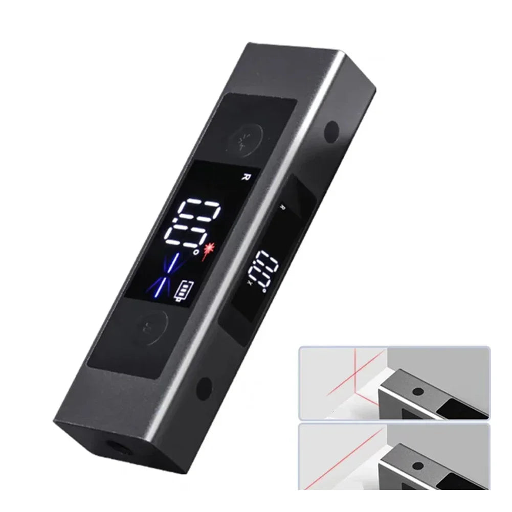 2In1 Digital Laser Level Inclinometer Laser Protractor Angle Ruler Dual-Screen Type-C Rechargeable Construction Measurement Tool