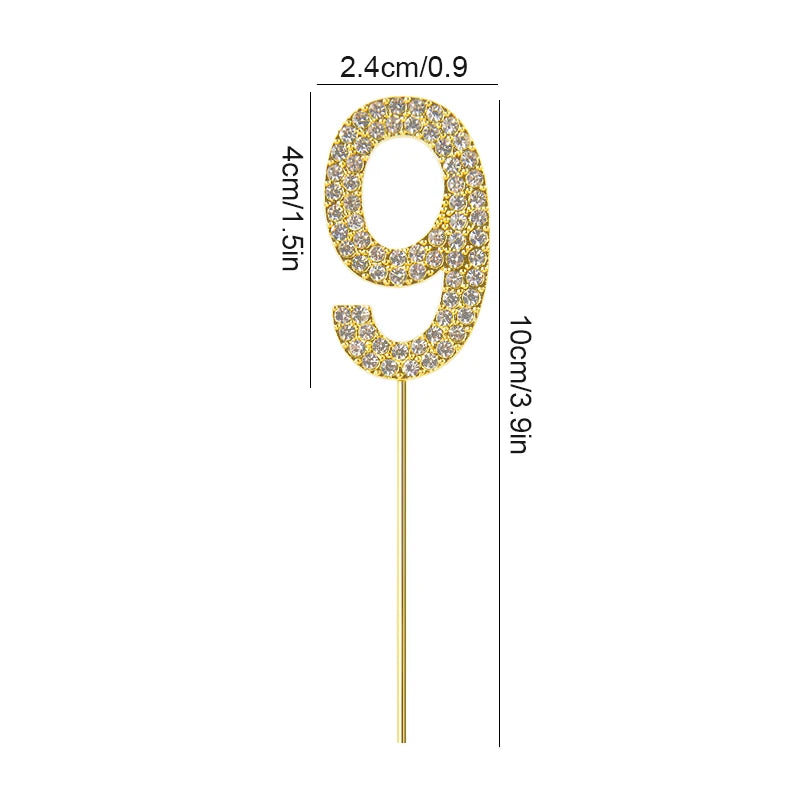 1Pc Gold Silver Glitter Alloy Number Cake Toppers Birthday 0-9 Digital Cakes Decor Wedding Party Baby Shower Dessert Decoration