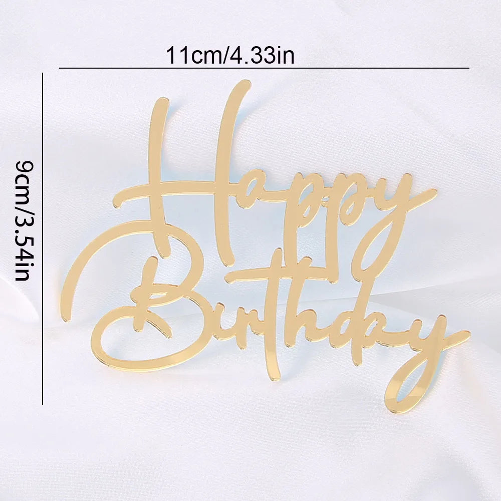 3PCS Acrylic Side Series Happy Birthday Cake Topper for Birthday Party Cake Decoration
