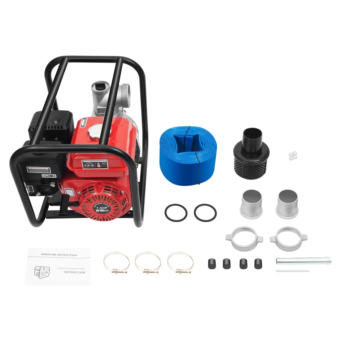 7.5HP 3 Inch Gasoline Engine Water Pump with 7.5m Pipe High Flow for Irrigation Drainage