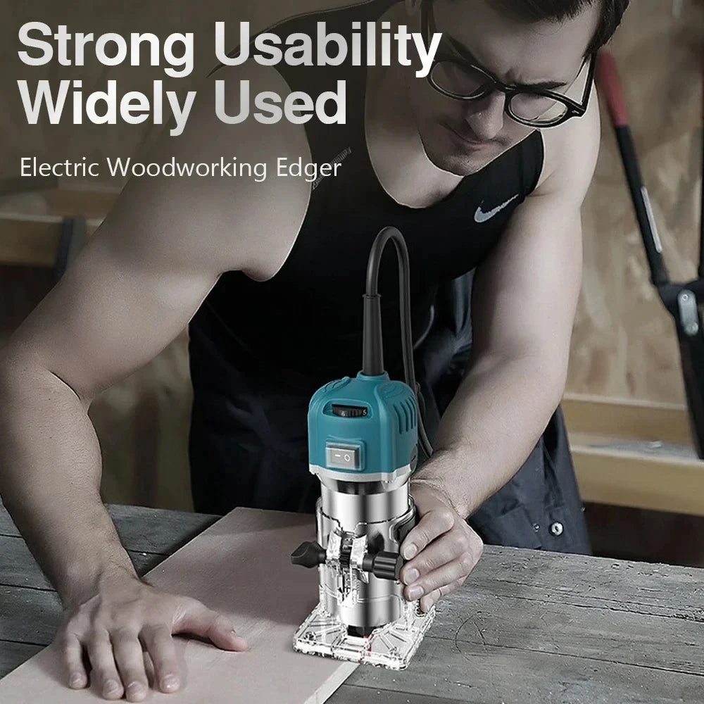 6 Speed 800W Electric Trimming Machine 30000rpm Woodworking Milling Engraving Hand Wood Edge Router Trimmer Home DIY Power Tools