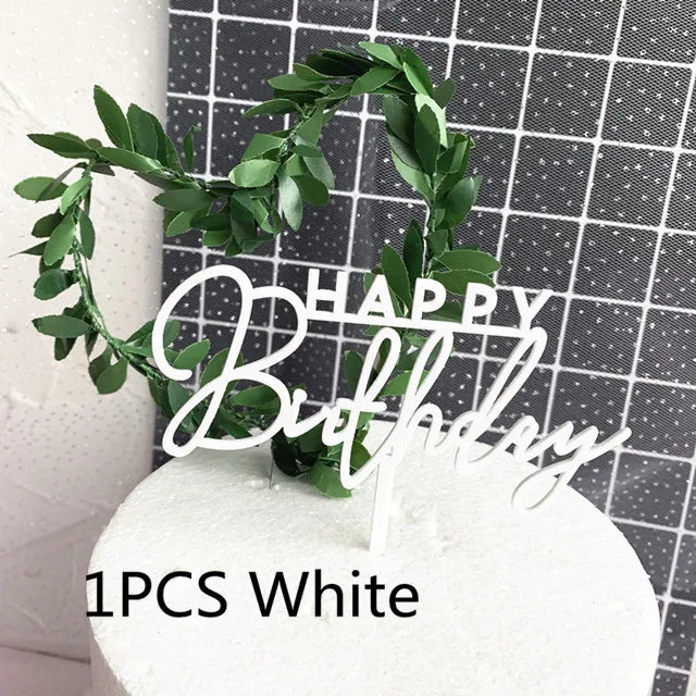 New Acrylic Happy Birthday Cake Topper Gold Happy Birthday Baby Party Cake Toppers Dessert Decorations for Kids Baking Supplies