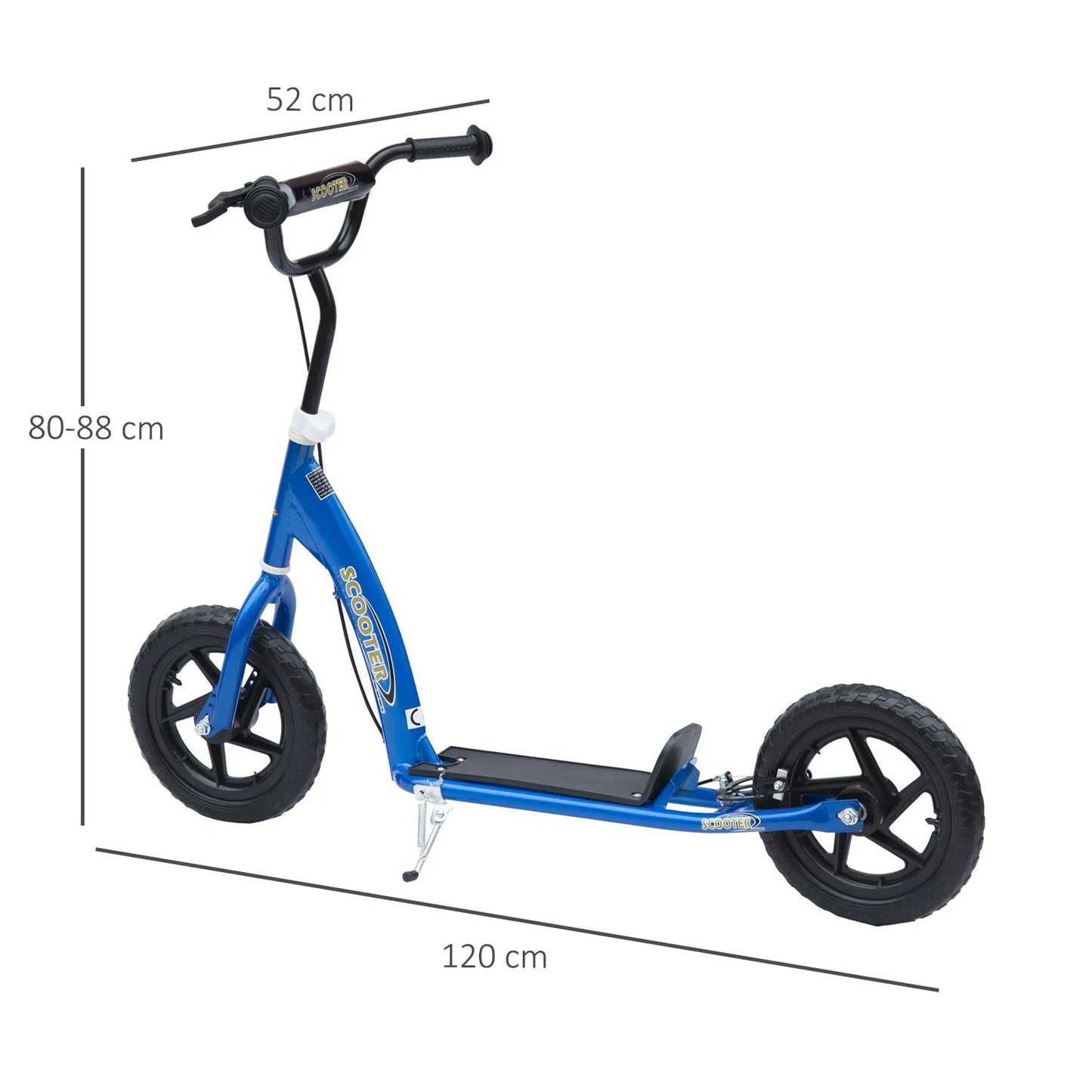 Homcom Scooter for Children 5-12 Years 12-Inch Wheels Brake and Adjustable Handlebar Blue
