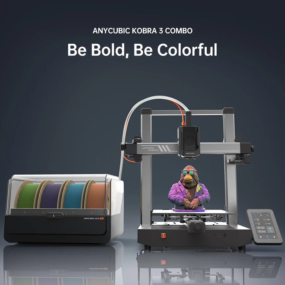 ANYCUBIC Kobra 3 Combo AE Version Multi-Color FDM 3D Printer Max 600mm/s Printing Speed Build Size 250x250x260mm