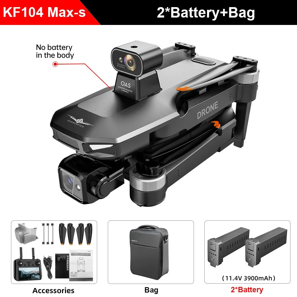 Teeggi KF104 MAX2 GPS Drone 4k Profesional 3-Axis Gimbal 360° obstacle avoidance 6KM Foldable RC with screen RC Quadcopter Dron