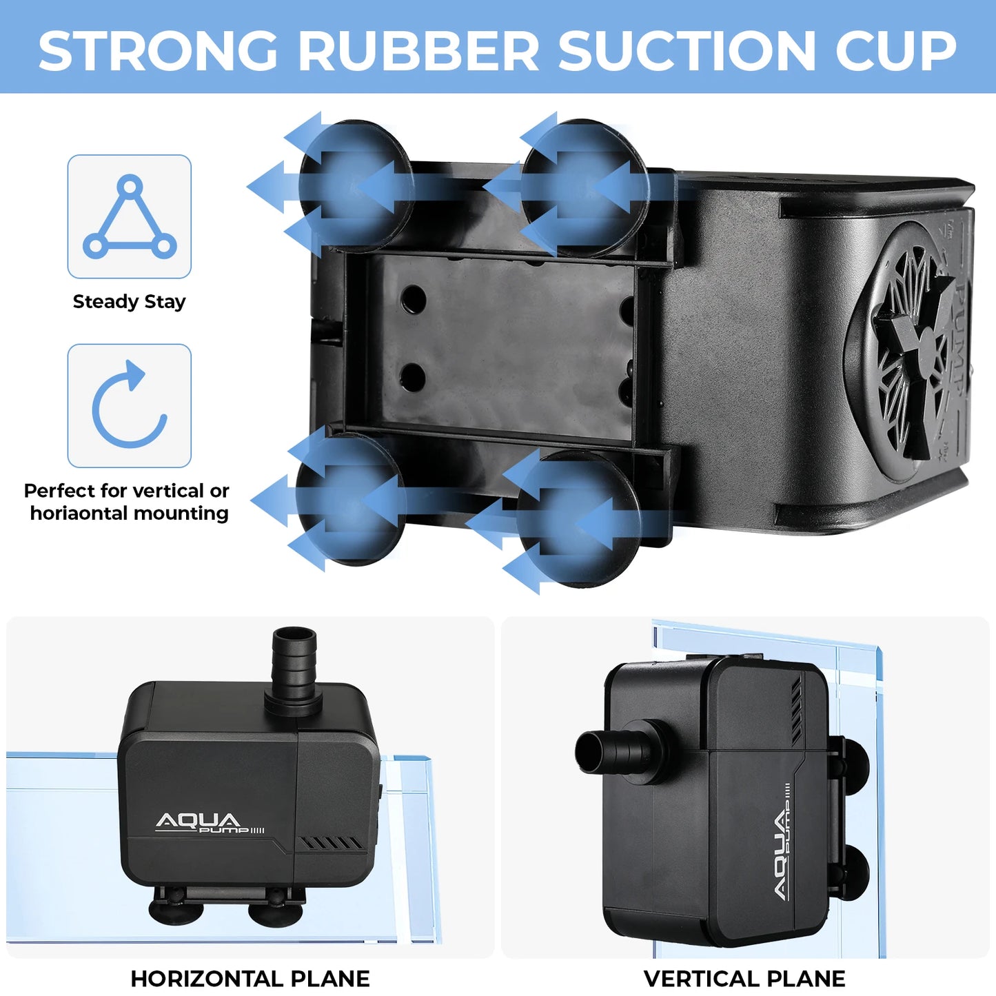 Fountain Pump 15W 1500L/H and 40W 3000L/H Submersible Water Pump, Outdoor Fountain Water Pump with 2.3m Power Cord, 3 Nozzles