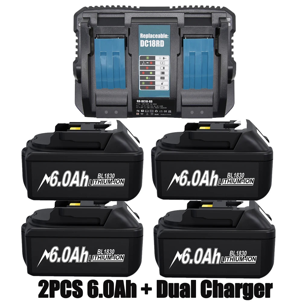 For Makita 18V Battery 6ah Replacement Battery Compatible For Makita BL1830 BL1850 BL1840 BL1840B BL1850B BL1890 Power Tools