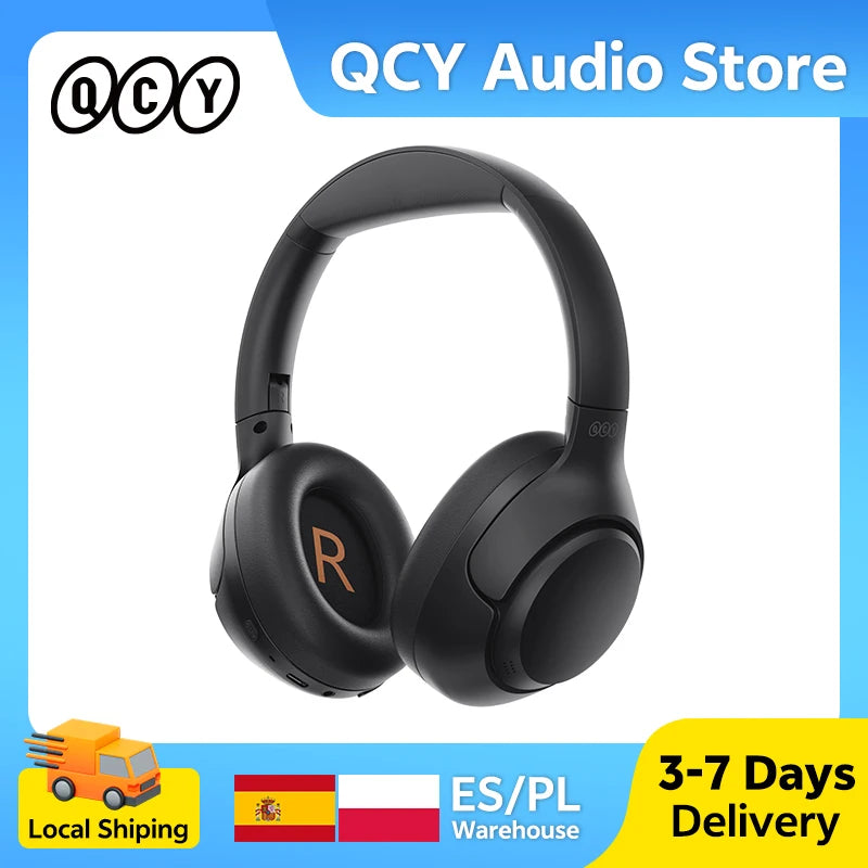 QCY H3 ANC Wireless Headphones Hi-Res Audio Over Ear Headset 43dB Hybrid Active Noise Cancellation Bluetooth 5.4 Gaming Earphone