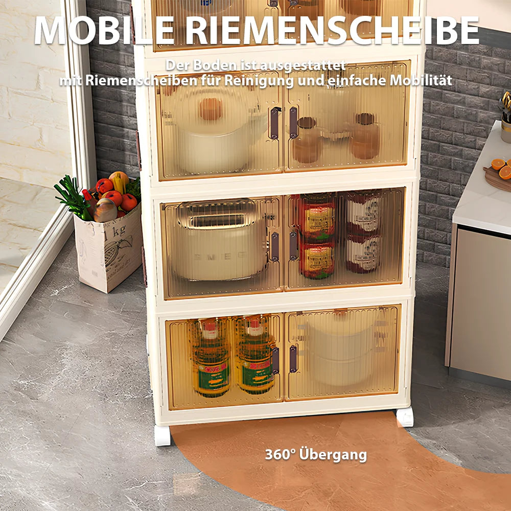 Storage Box Folding Storage Cabinet Storages Cabinet Dustproof with Swivel Wheel Kitchen Bedroom Living Room Storage Wardrobe