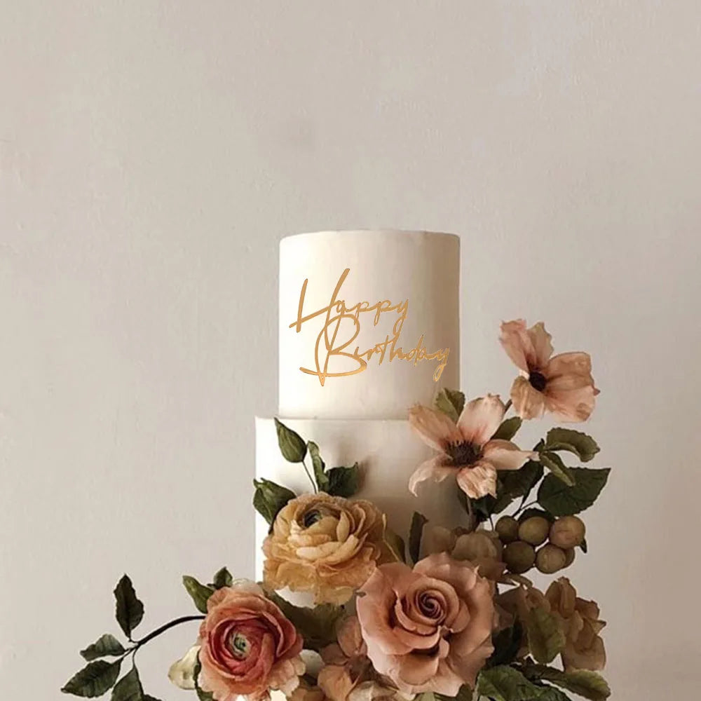 3PCS Acrylic Side Series Happy Birthday Cake Topper for Birthday Party Cake Decoration