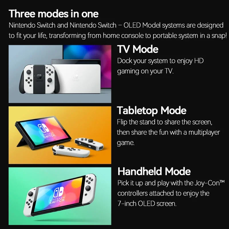 Nintendo Switch OLED Game Console 64GB White / Blue Red Set 7 Inch Touch Screen and 3 Game Modes Famicom