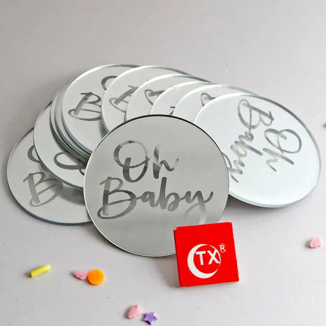 INS New Happy Birthday Cake Topper Acrylic Gold Birthday Oh Baby Cupcake Topper for Baby Shower Birthday Party Cake Decorations