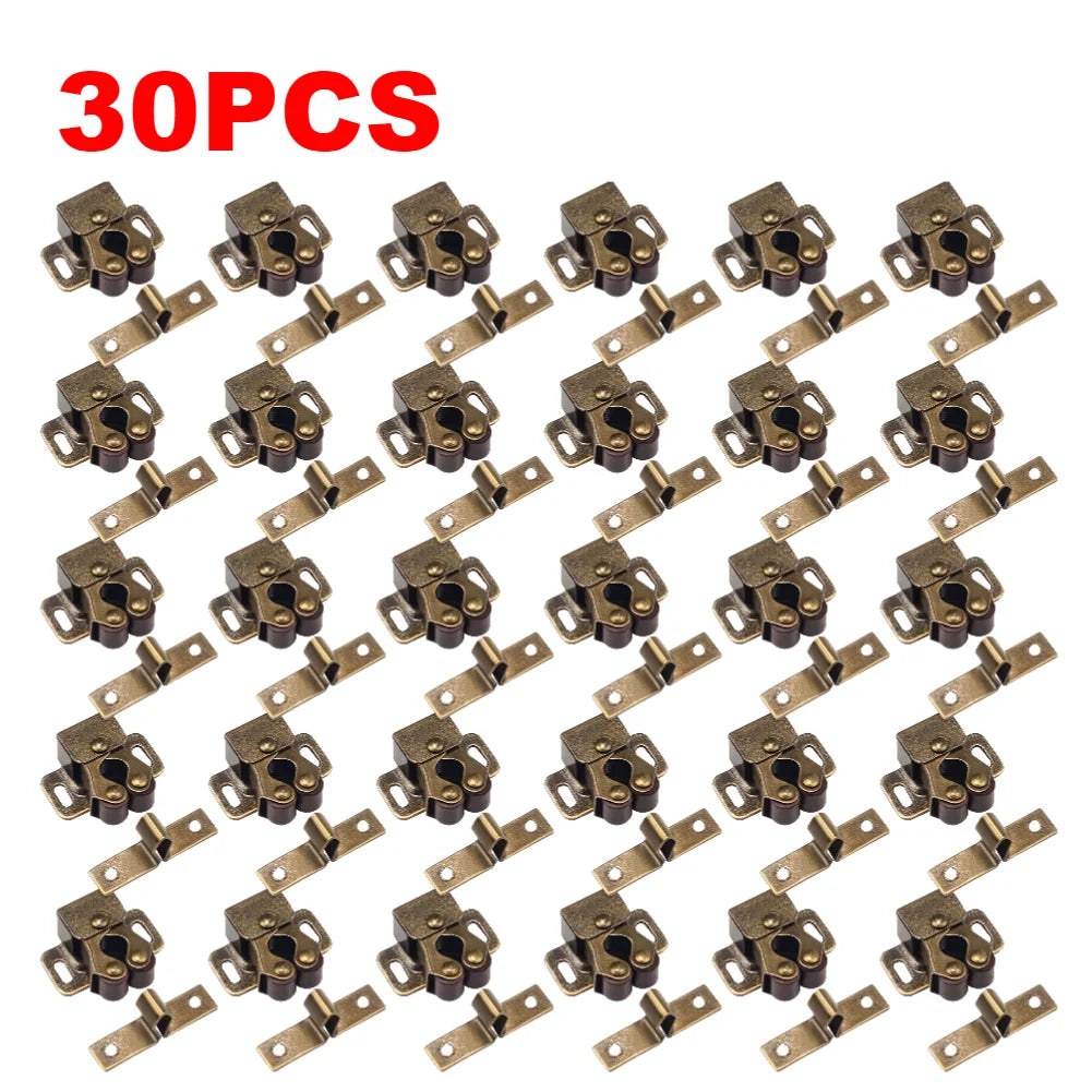 1-30PCS Magnetic Cabinet Door Clips Wardrobe Door Buckle Anti-Corrosion Dual Wheel Spring Fixed Lock Buckle Home Hardware Tools