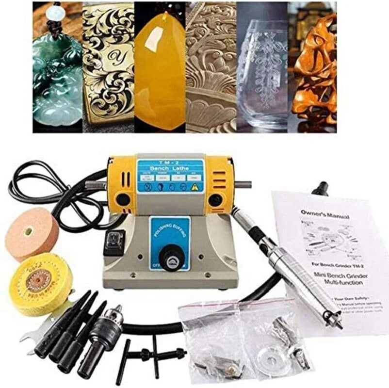 220V 350W Stone Polishing Machine DIY Woodworking Jade Jewelry Dental Bench Lathe Machine Grinding Machine Sanding Tools