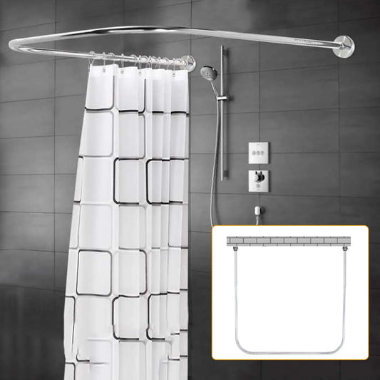 Shower Curtain Bars U Shape Round Arch Bracket Without Drilling, Stainless Steel Retractable Curtain Bar Bath Rail,For Bathroom