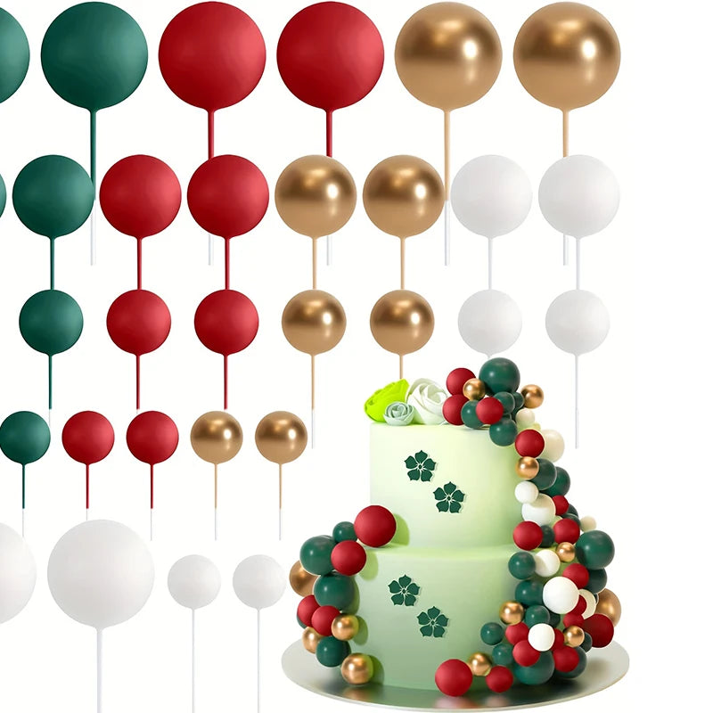 20Pcs/Pack 4cm Ball Cake Topper Decorations Mini Balloons Cake Topper Sticks Gold Balls Cake Picks Cake Topper Balls Cake Decor