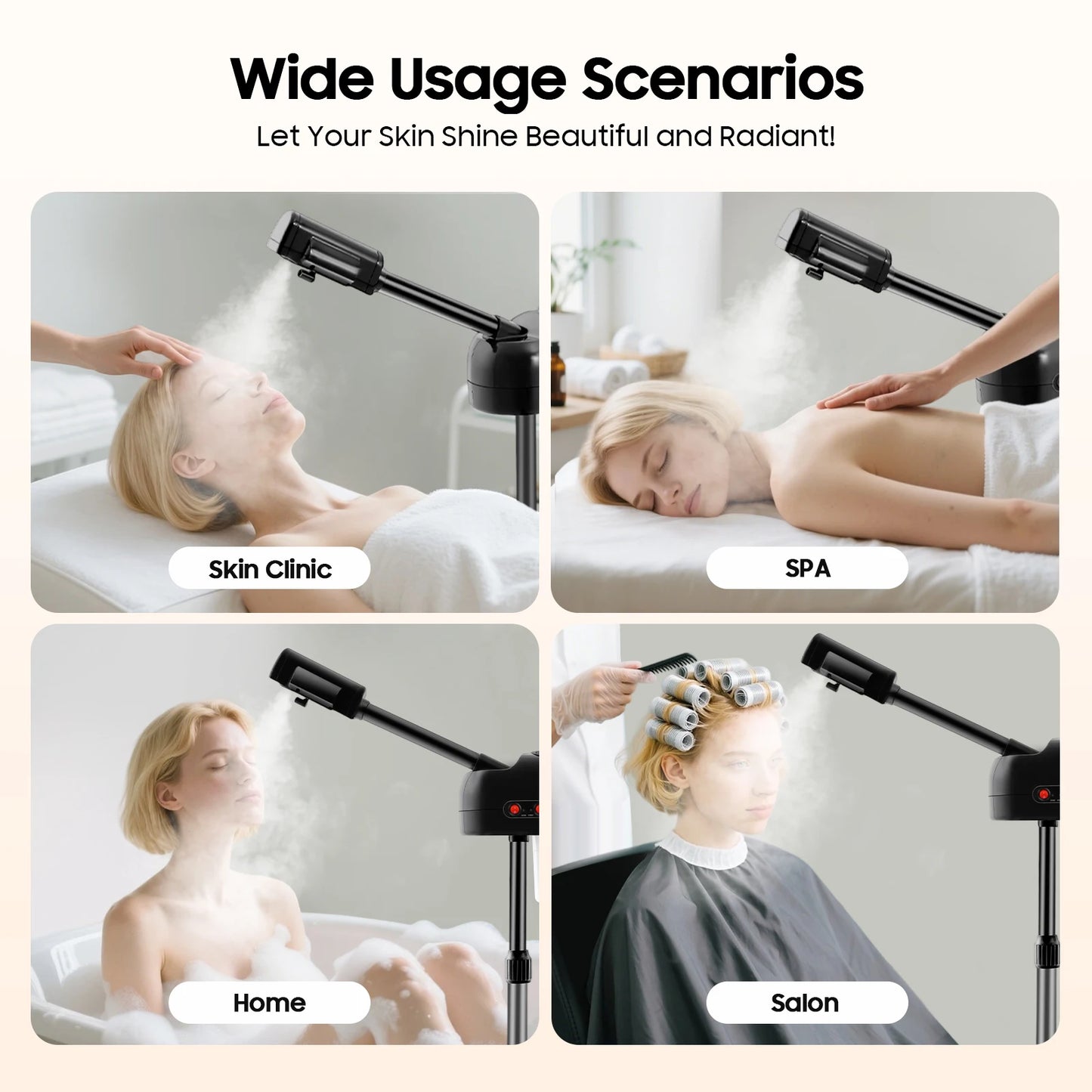 CE 800W Dual Function Facial Steamer Hot/Cold Mist 360° Adjustable Salon Grade Pore Care Anti Aging  Humidifier Ozone Steamer