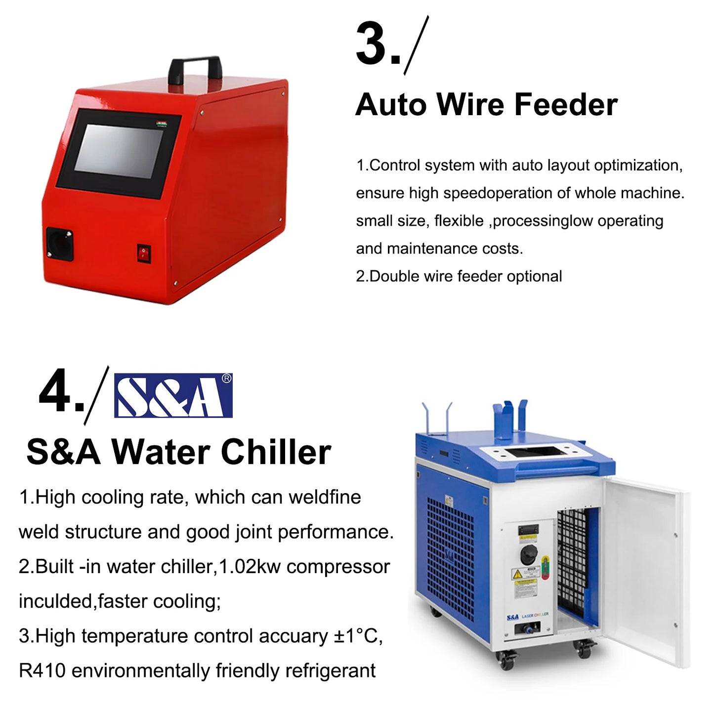 Raycus 3000W 4 in1 Fiber Laser Welding/Cleaning Welder Machine& 2 Channel Feeder machine