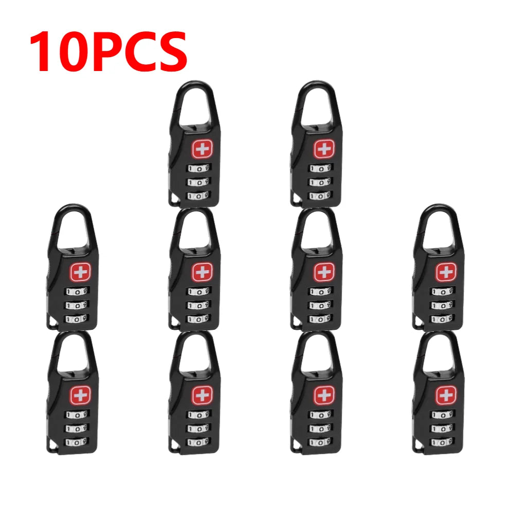 1-10PCS Portable Alloy Lock Padlock Outdoor Travel Luggage Zipper Backpack Handbag Safe Anti-theft Combination Code Number Lock