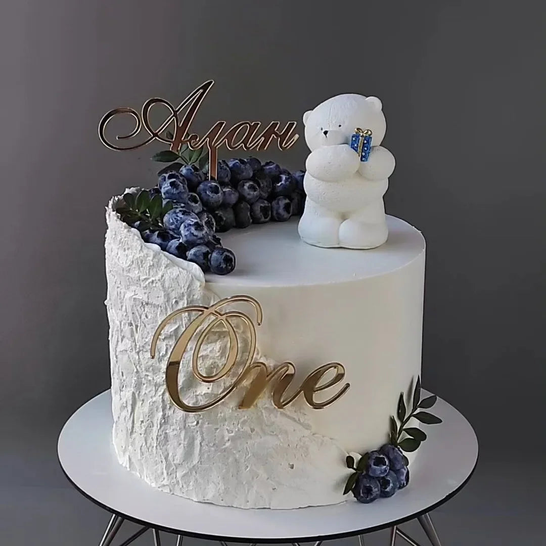 Birthday Party Cake Decoration Gold Acrylic Cake Decoration for Children's First Birthday Party Supplies 1st Anniversary Wedding