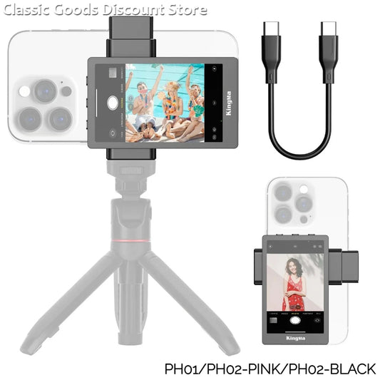 KingMa Vlog Selfie Monitor Screen Support 4K Wired Recording Using Phone Rear Camera for iPhone Selfie Vlog Live Stream TikTok