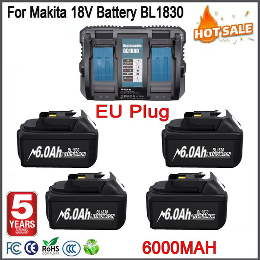 For Makita 18V Battery 6ah Replacement Battery Compatible For Makita BL1830 BL1850 BL1840 BL1840B BL1850B BL1890 Power Tools