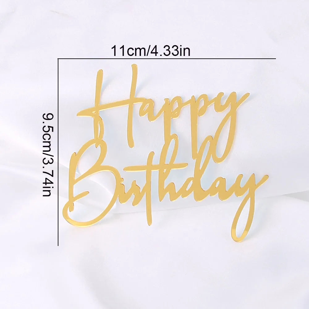 3PCS Acrylic Side Series Happy Birthday Cake Topper for Birthday Party Cake Decoration