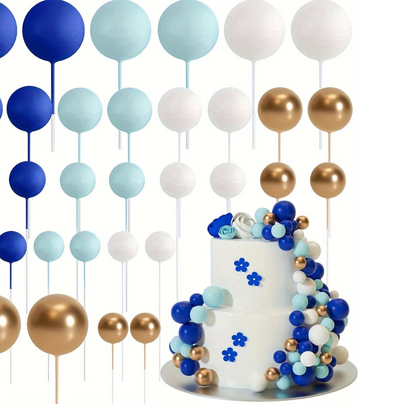 20Pcs/Pack 4cm Ball Cake Topper Decorations Mini Balloons Cake Topper Sticks Gold Balls Cake Picks Cake Topper Balls Cake Decor