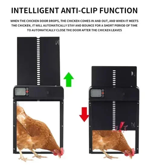 Automatic Chicken Coop Door Solar Powered Aluminum Alloy Chicken Door with Timer / Light Sensor / Remote Control / Manual Mode