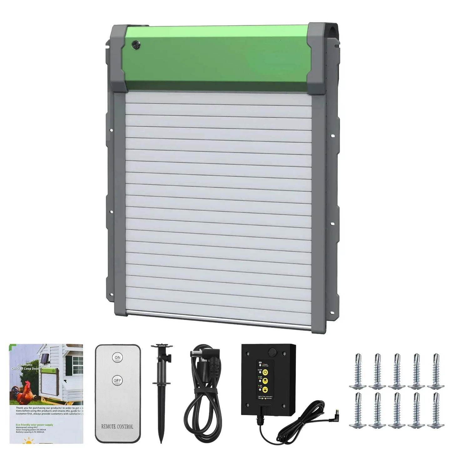Automatic Chicken Coop Door Solar Powered Aluminum Alloy Chicken Door with Timer / Light Sensor / Remote Control / Manual Mode