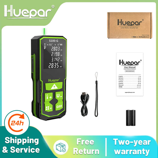 Huepar S60-G Digital Green Laser Distance Meter 60M Laser Tape Measure Rangefinder With LCD Angle Sensor Measuring Tools
