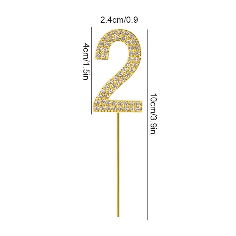 1Pc Gold Silver Glitter Alloy Number Cake Toppers Birthday 0-9 Digital Cakes Decor Wedding Party Baby Shower Dessert Decoration