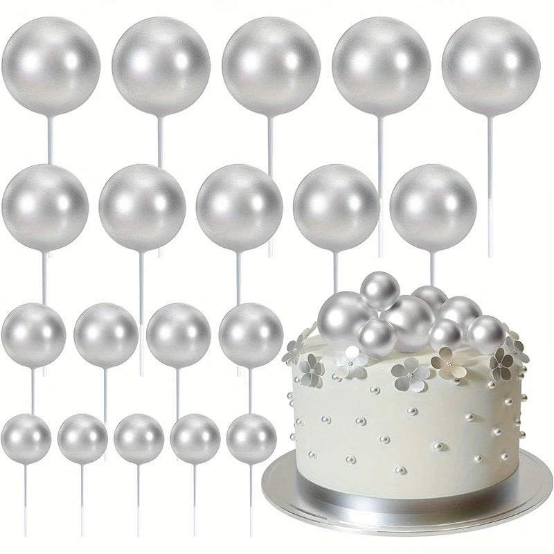 20Pcs/Pack 4cm Ball Cake Topper Decorations Mini Balloons Cake Topper Sticks Gold Balls Cake Picks Cake Topper Balls Cake Decor