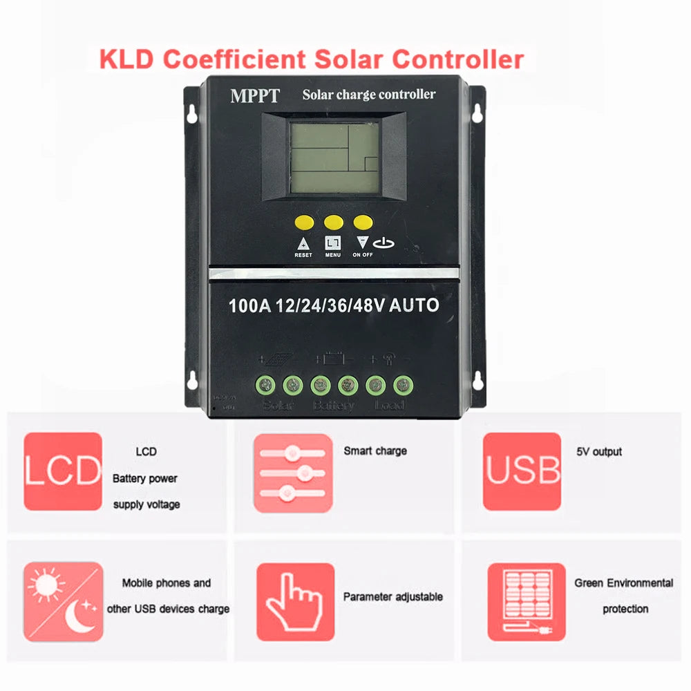 ECGSOLAX 40A MPPT Solar Charge Controller 12V 24V 36V 48V With Dual USB Solar Panel Regulator Charging Controller Max PV 90VDC