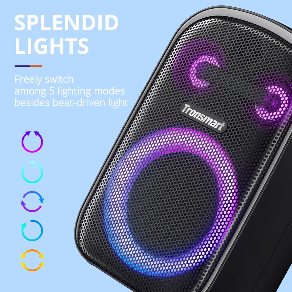 Tronsmart Halo 100 Speaker Bluetooth Portable Party Speaker with3-Way Sound System, Dual Audio Modes, App Control, for Outdoor