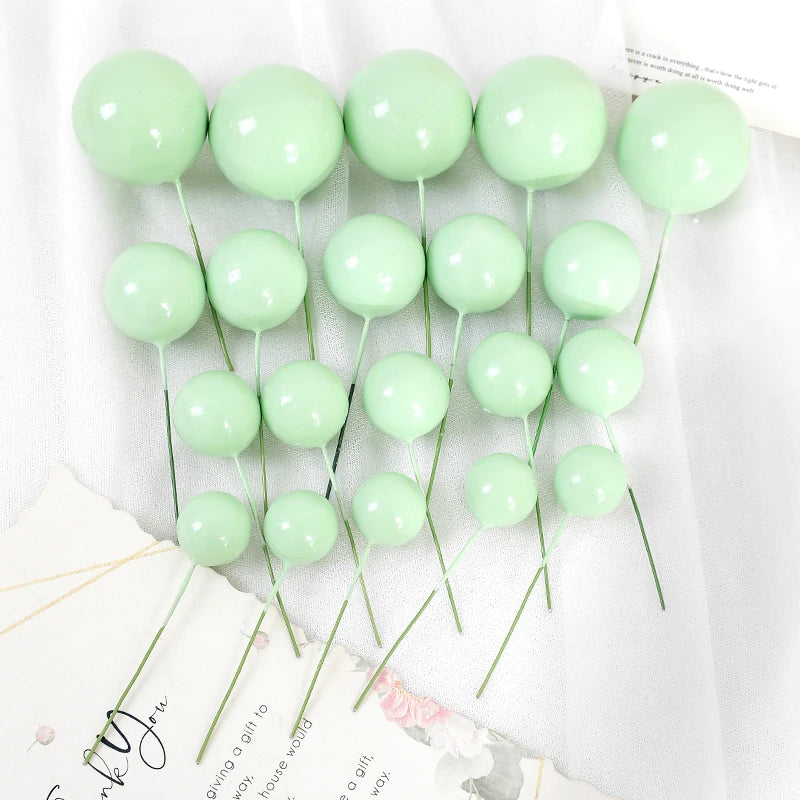20Pcs/Pack 4cm Ball Cake Topper Decorations Mini Balloons Cake Topper Sticks Gold Balls Cake Picks Cake Topper Balls Cake Decor