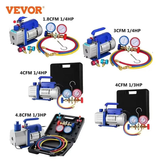 Vacuum Pump with Gauges AC Refrigerant HVAC Refrigeration Vacuum Packing Air Condition Automobile Maintenance 1.8-4.8CFM