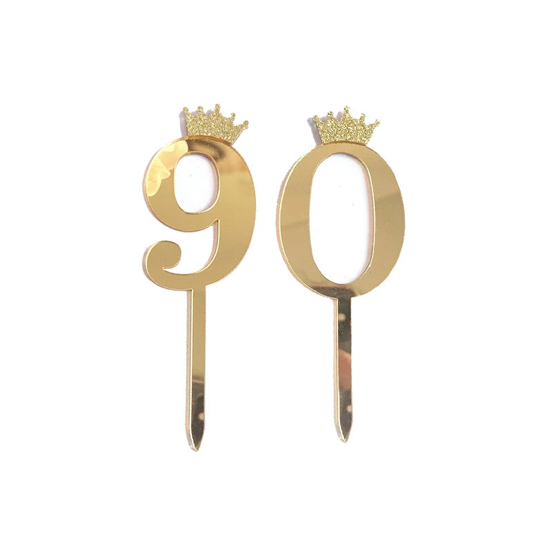 Happy Birthday Cake Topper Wedding Decorations Acrylic Cake Topper Gold Silver Numbers 10 16 18 20 30 Cake Decoration Tools