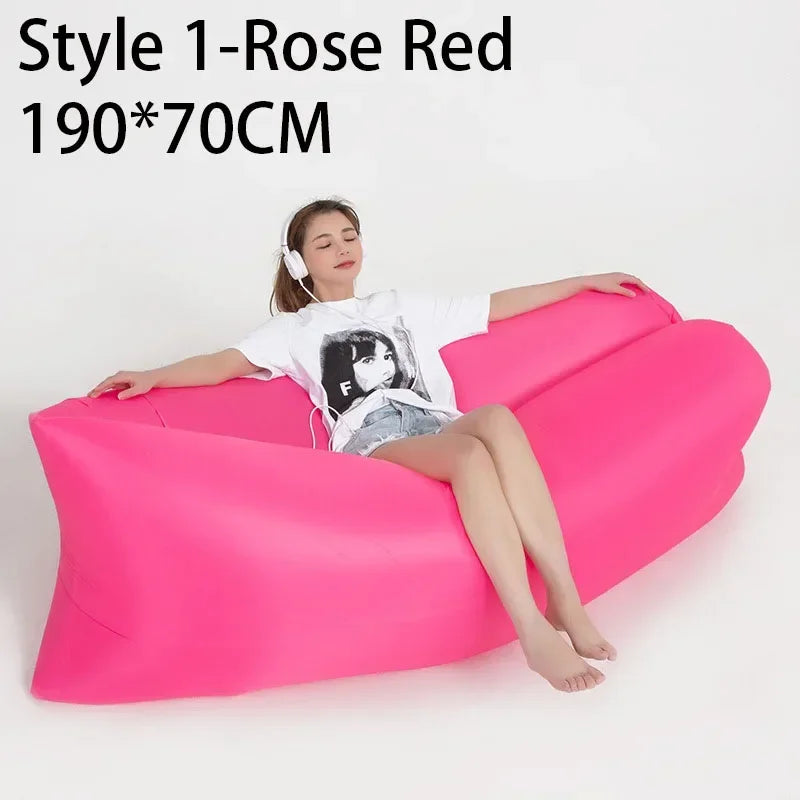 Outdoor Beach Lazy Inflatable Sofa Portable Folding Air Sofa Garden Sleeping Bag Bed Oxford Cloth Camping Furniture 190X70CM