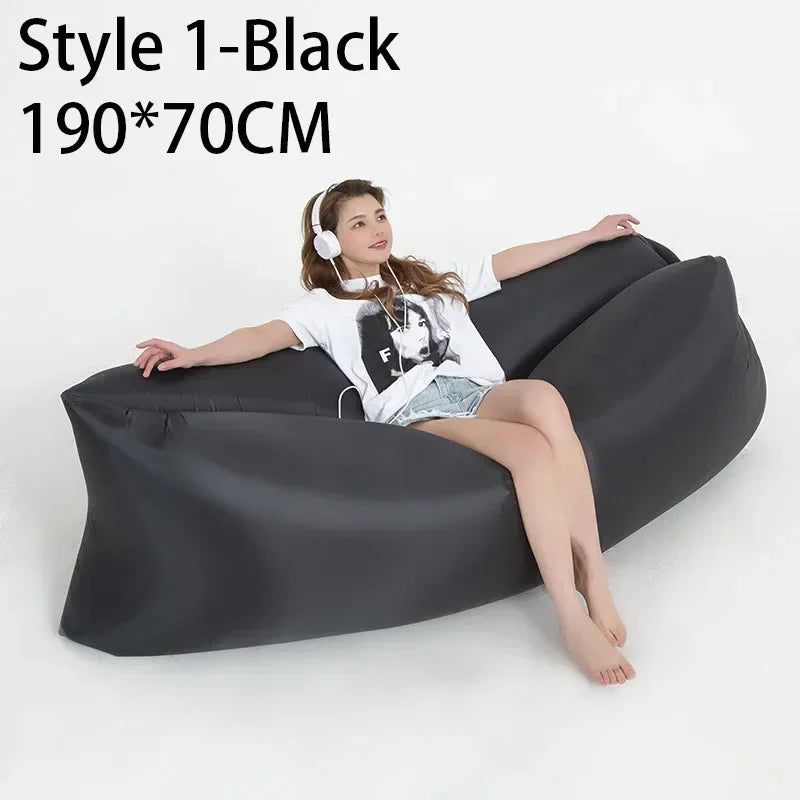 Outdoor Beach Lazy Inflatable Sofa Portable Folding Air Sofa Garden Sleeping Bag Bed Oxford Cloth Camping Furniture 190X70CM