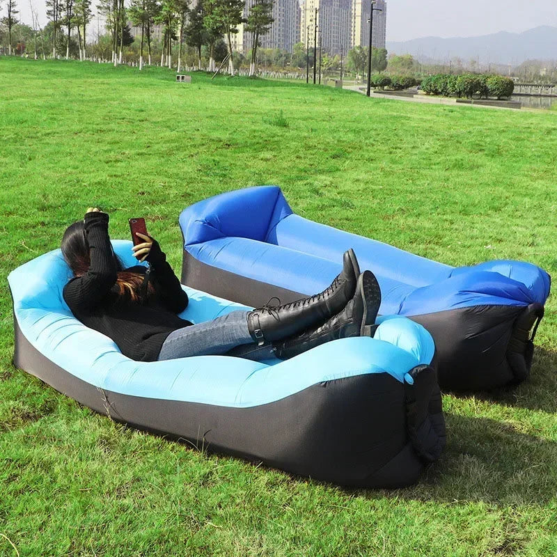 Outdoor Beach Lazy Inflatable Sofa Portable Folding Air Sofa Garden Sleeping Bag Bed Oxford Cloth Camping Furniture 190X70CM