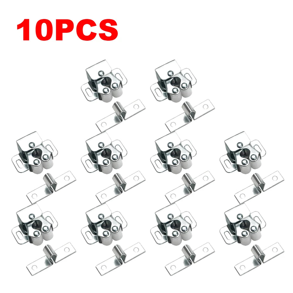 1-30PCS Magnetic Cabinet Door Clips Wardrobe Door Buckle Anti-Corrosion Dual Wheel Spring Fixed Lock Buckle Home Hardware Tools