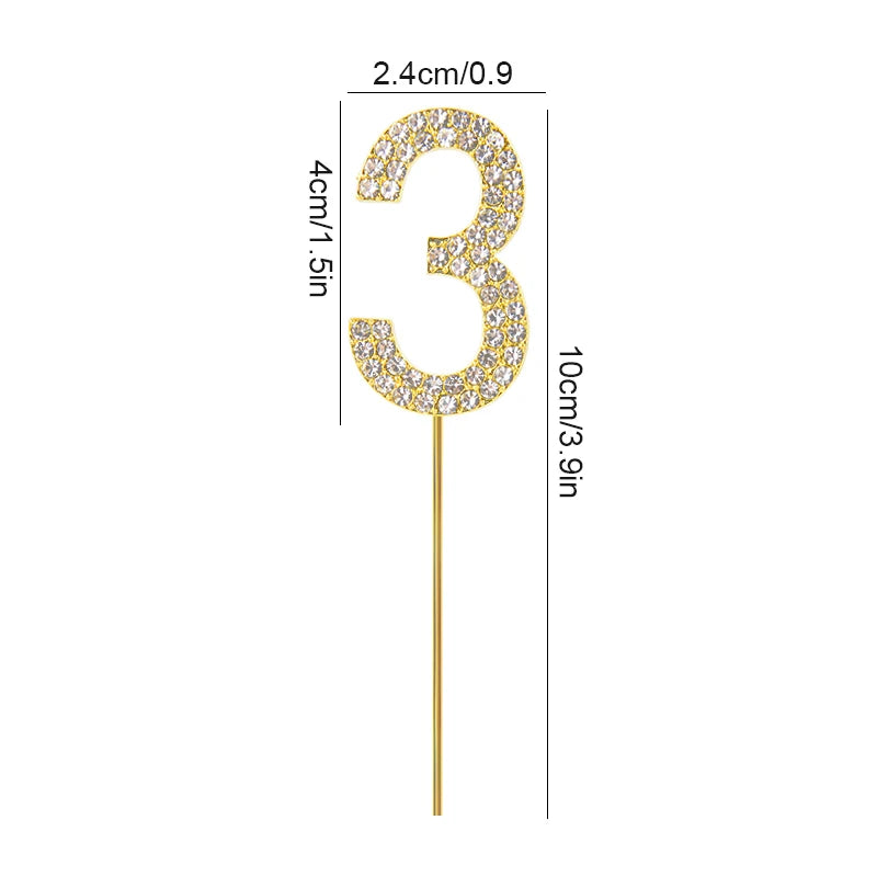 1Pc Gold Silver Glitter Alloy Number Cake Toppers Birthday 0-9 Digital Cakes Decor Wedding Party Baby Shower Dessert Decoration