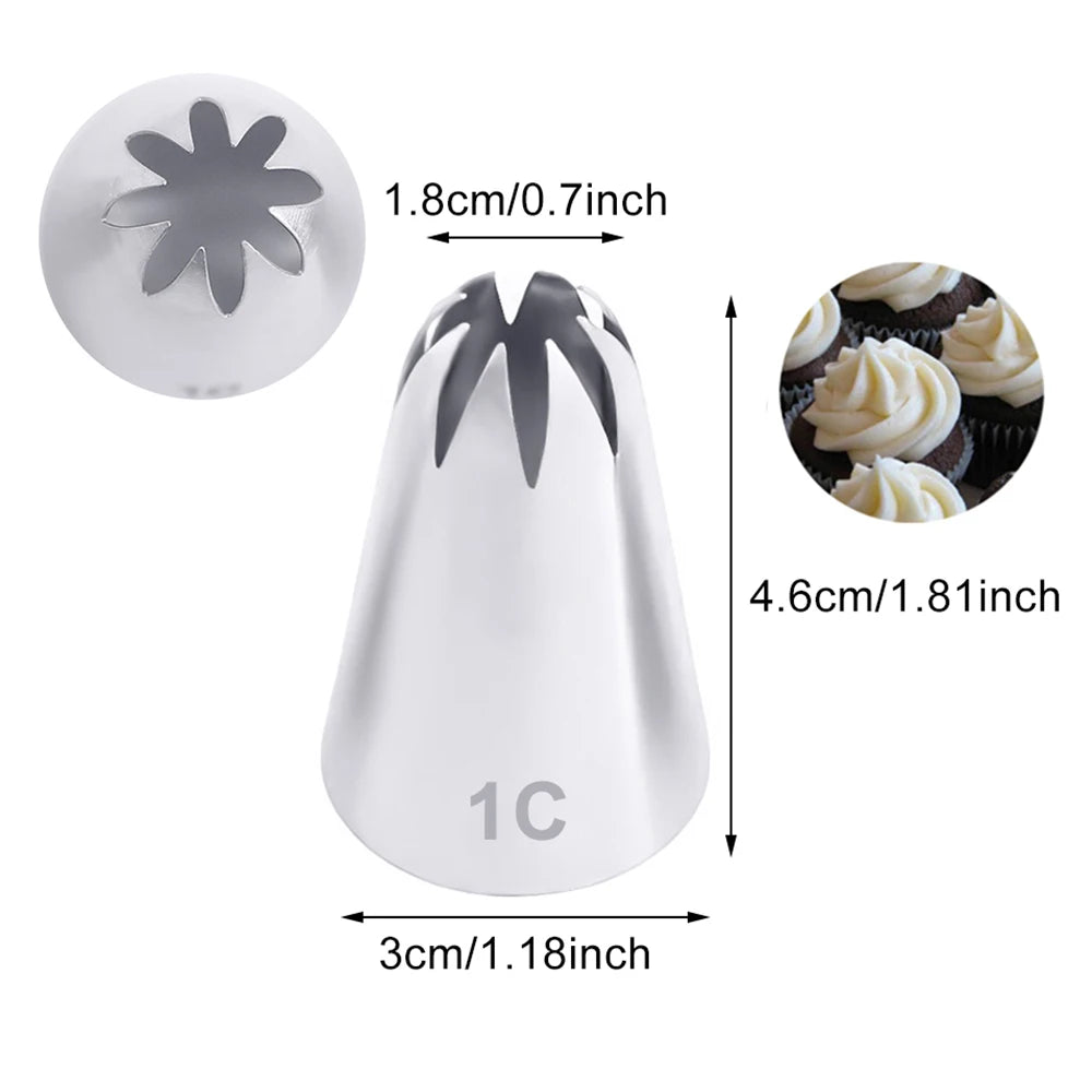 1/4pcs #1G#1E#1C#1B Stainless Steel Piping Nozzles Cream Nozzles Cupcake Pastry Confectionery Accessories Cake Decorating Tools