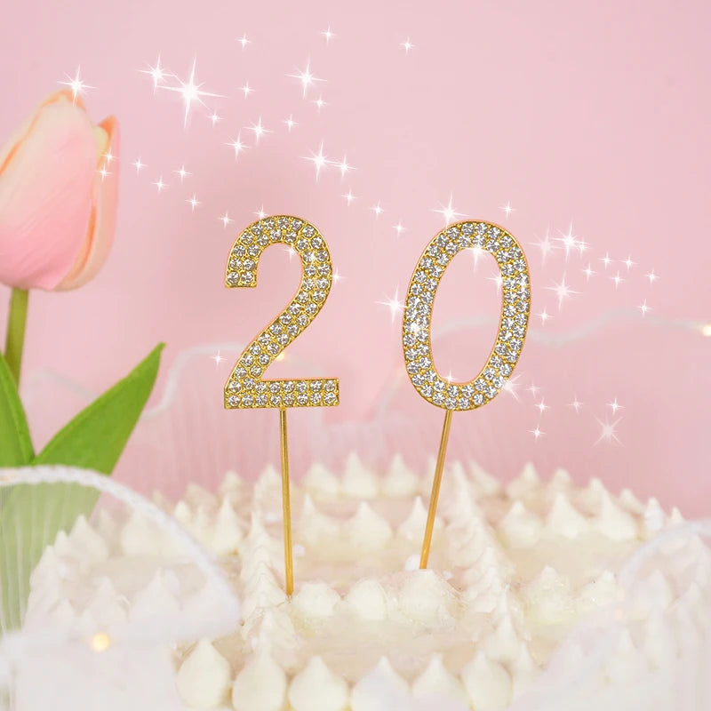 1Pc Gold Silver Glitter Alloy Number Cake Toppers Birthday 0-9 Digital Cakes Decor Wedding Party Baby Shower Dessert Decoration