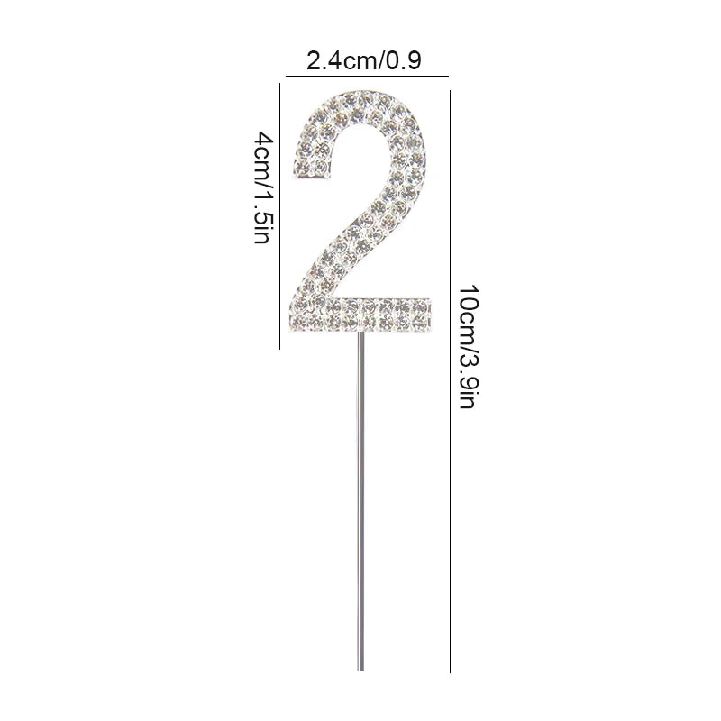 1Pc Gold Silver Glitter Alloy Number Cake Toppers Birthday 0-9 Digital Cakes Decor Wedding Party Baby Shower Dessert Decoration